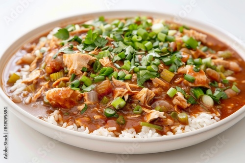 Southern BBQ Turkey Gumbo with Rice and Green Onions