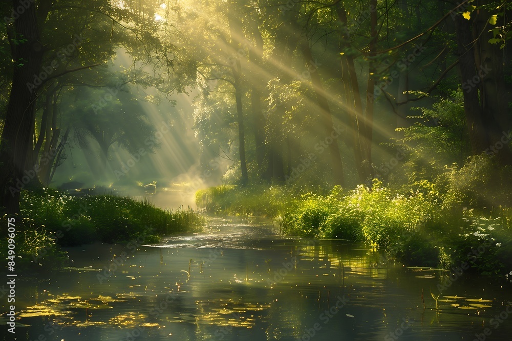 Sun rays autumn in the forest Sun rays autumn in the forest