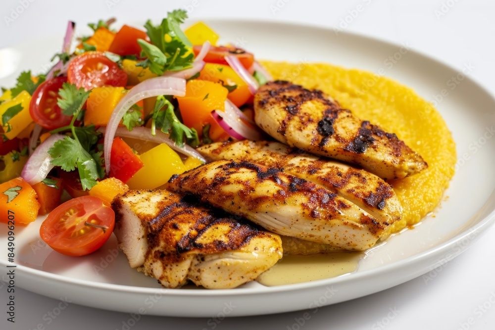 Smoky BBQ Spiced Chicken with Piquant Salsa Salad and Pumpkin-Chipotle Polenta Smoky BBQ Spiced Chicken with Piquant Salsa Salad and Pumpkin-Chipotle Polenta