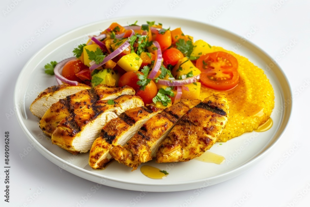 Grilled Chicken with Tangy Salsa Salad and Pumpkin-Chipotle Polenta Grilled Chicken with Tangy Salsa Salad and Pumpkin-Chipotle Polenta