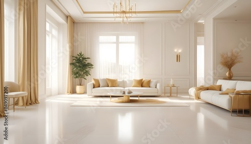 white and gold theme modern interior