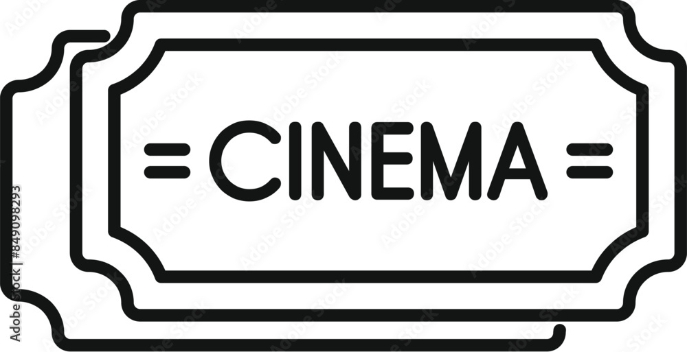 Simple line art of cinema tickets representing going to the movies and enjoying a night out Simple line art of cinema tickets representing going to the movies and enjoying a night out