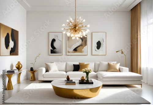 white and gold theme modern interior