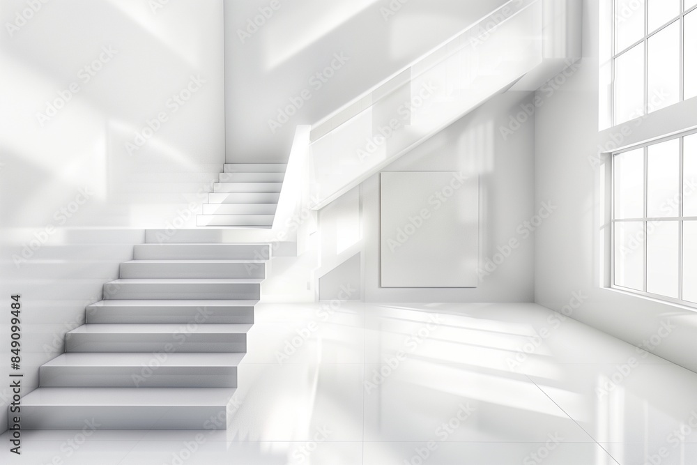 Obraz premium white interior with stairs background