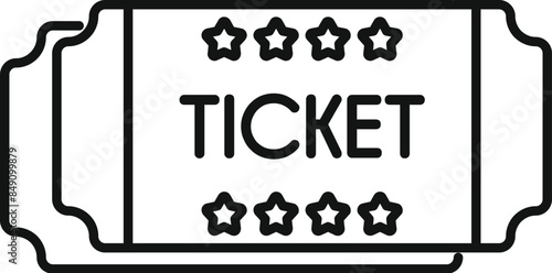 Simple line drawing icon of two tickets for entry to an event, entertainment, show, concert, or travel