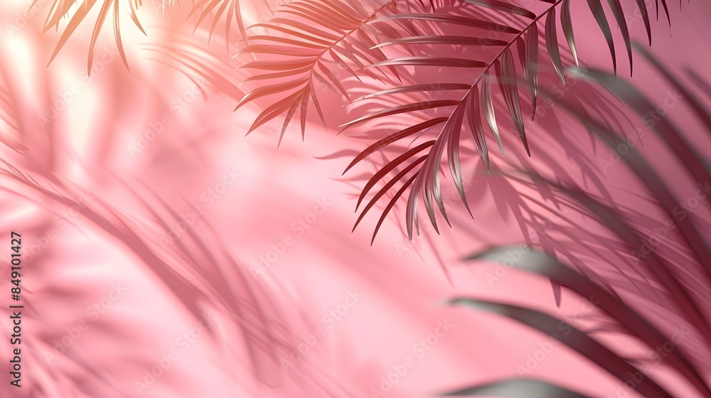 Light pink background with palm shadows, pink gradient background vector presentation design. Light pink background with palm shadows, pink gradient background vector presentation design.