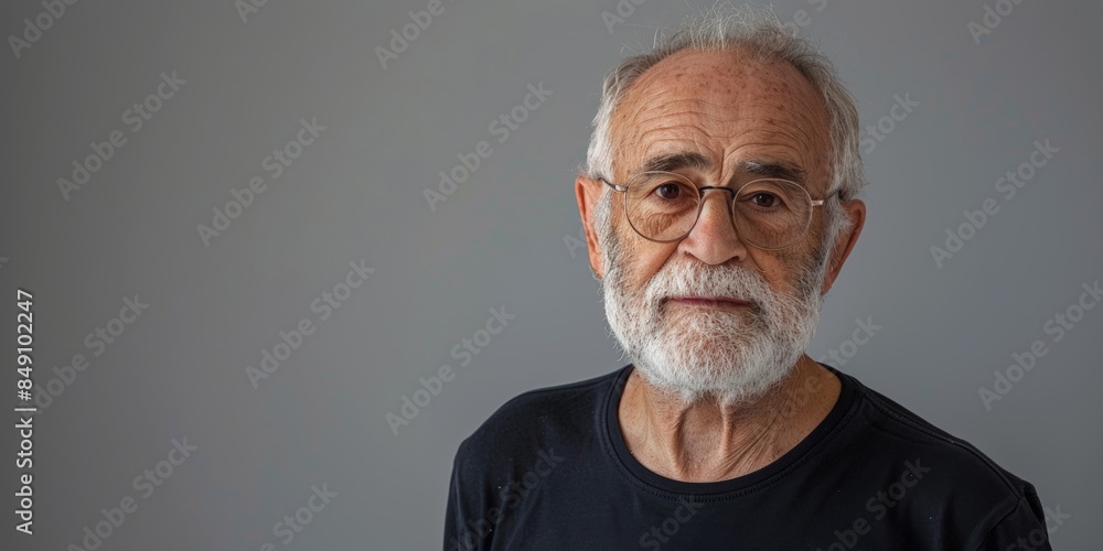 Elderly man with glasses looking into the camera, showcasing experience and wisdom. Elderly man with glasses looking into the camera, showcasing experience and wisdom.