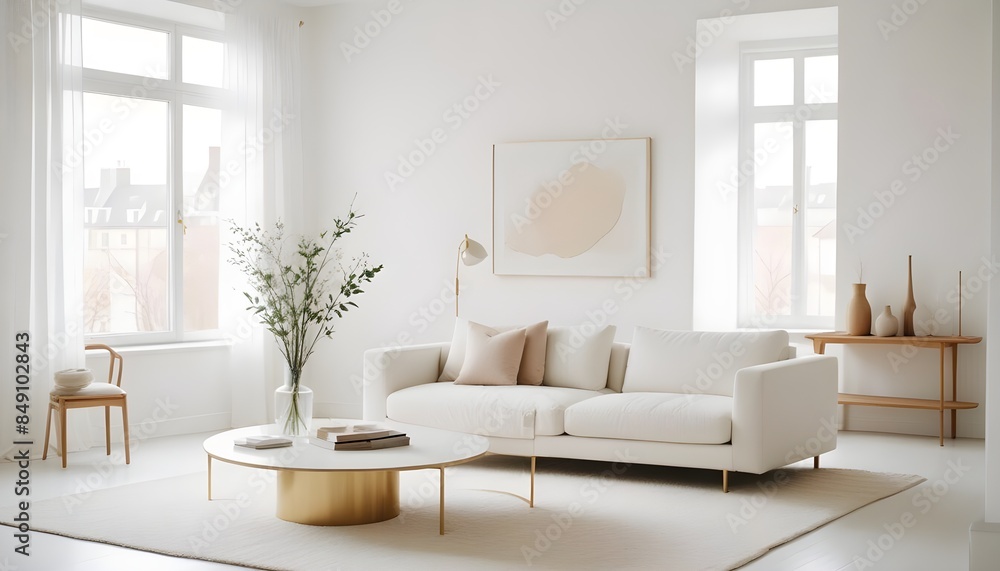 Fototapeta premium white and gold theme modern interior