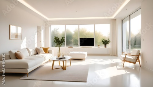 white and gold theme modern interior