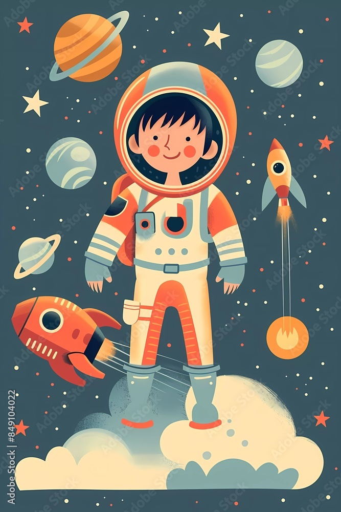 Vector image illustration of cute astronaut child. Flat design style Vector image illustration of cute astronaut child. Flat design style