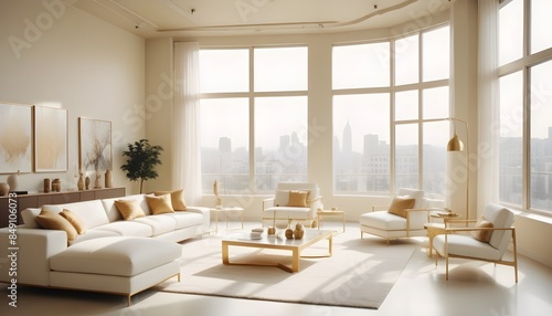 white and gold theme modern interior