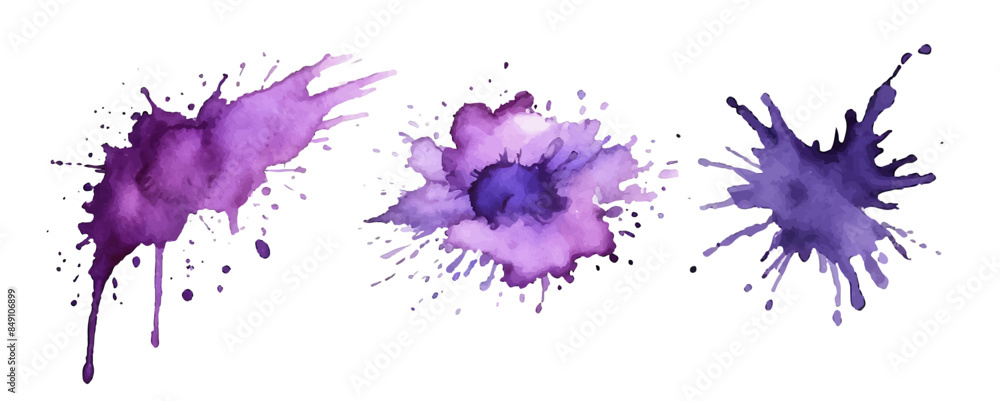 Purple ink watercolor splash paint blob. Purple ink splatter stain abstract vector background. Purple ink watercolor splash paint blob. Purple ink splatter stain abstract vector background.