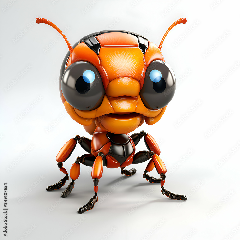 Cartoon bee with big eyes on a white background. 3d rendering Cartoon bee with big eyes on a white background. 3d rendering
