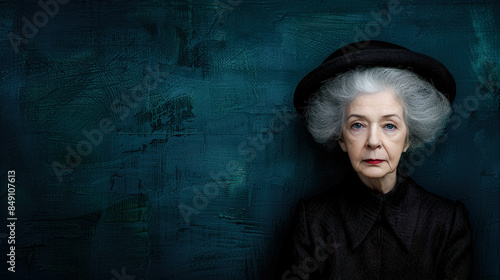 Portrait of an Elderly Woman Smoking a Cigarette: Capturing the Deep Wrinkles, Intense Eyes, and Winter Clothing in a Striking Image that Conveys a Lifetime of Stories Wallpaper Digital Art Poster