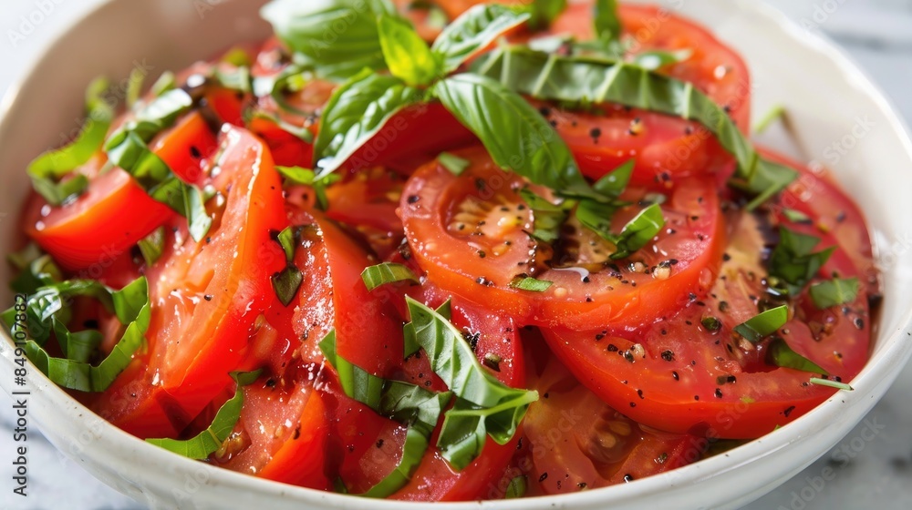 Fresh tomato salad with basil and balsamic dressing Fresh tomato salad with basil and balsamic dressing