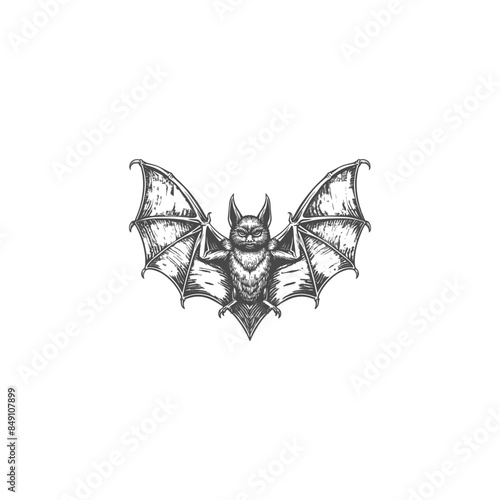 Animal Bat engraving vintage design vector illustration