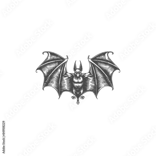 Animal Bat engraving vintage design vector illustration