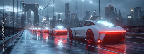 Wallpaper Mural Futuristic City Bridge with Electric Vehicles and Holographic Navigation Aids Torontodigital.ca