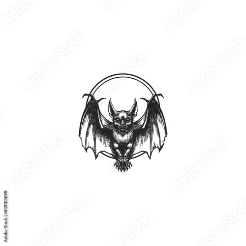 Animal Bat engraving vintage design vector illustration