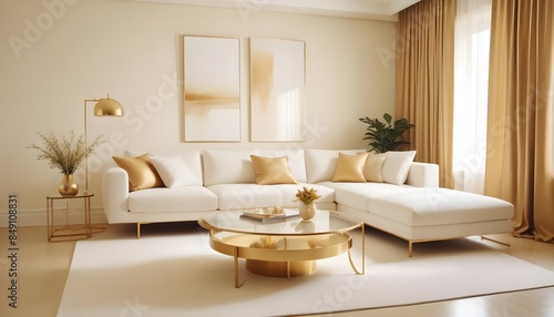 white and gold theme modern interior