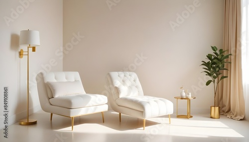 white and gold theme modern interior