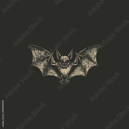 Animal Bat engraving vintage design vector illustration