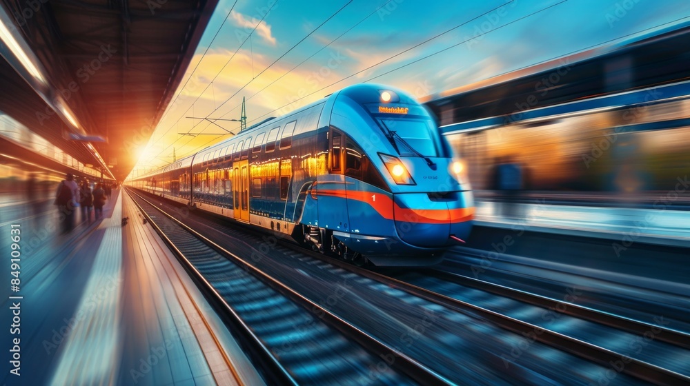 Naklejka premium Futuristic modern train of non existent design