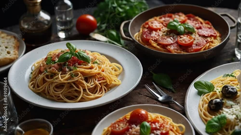 Plate of spaghetti, traditional Italian food Plate of spaghetti, traditional Italian food
