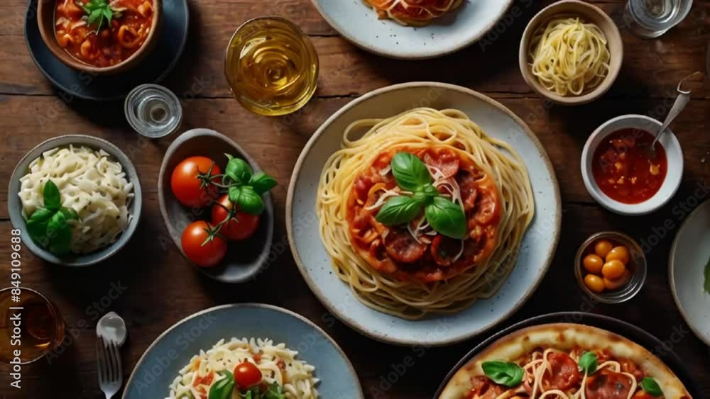 Plate of spaghetti, traditional Italian food