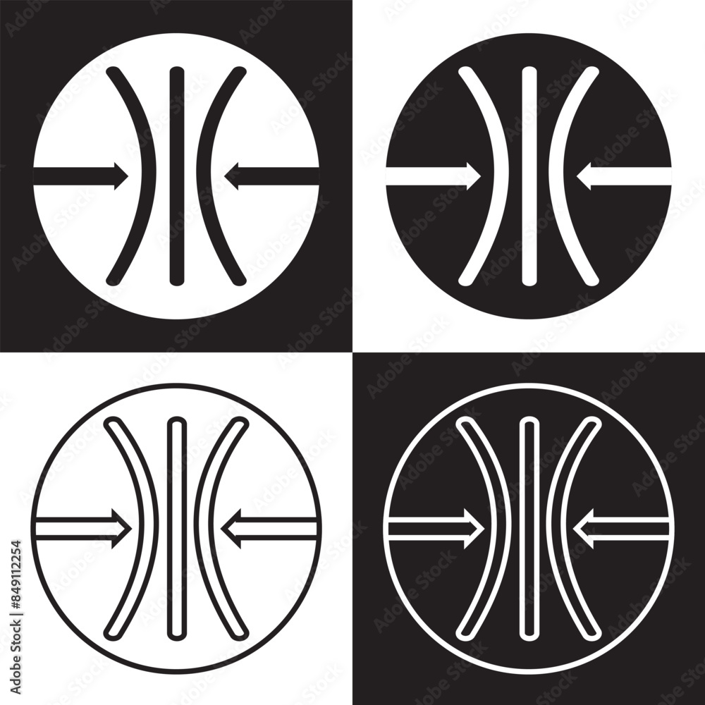 Compress icon set. pressure suspension bounce vector symbol. push shrink sign. flexible elastic symbol. reduce shock icon in black filled and outlined. isolated on white and black background. EPS 10. Compress icon set. pressure suspension bounce vector symbol. push shrink sign. flexible elastic symbol. reduce shock icon in black filled and outlined. isolated on white and black background. EPS 10.
