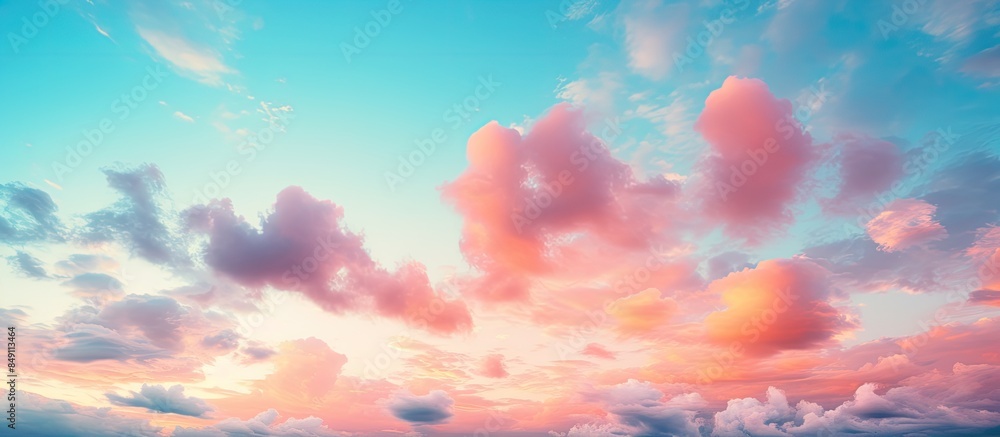 colorful summer sunset sky with clouds. Creative banner. Copyspace image