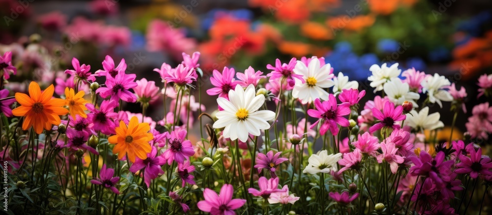 Obraz premium Flower garden. Creative banner. Copyspace image