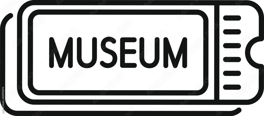 Simple line art icon of a museum ticket granting admission for one person Simple line art icon of a museum ticket granting admission for one person