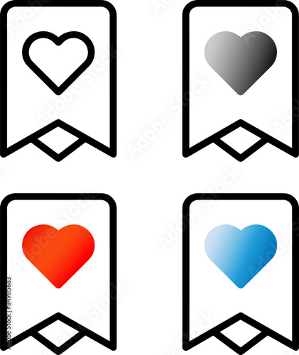 bookmark icon with heart. favorite icons symbol - add to favorites with heart symbol. vector illustration