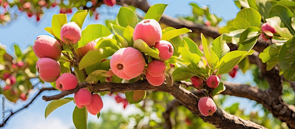 Tree of guava fruit garden. Creative banner. Copyspace image Tree of guava fruit garden. Creative banner. Copyspace image