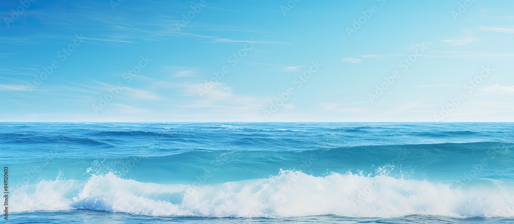 Obraz premium Sea waves in broad daylight. Creative banner. Copyspace image