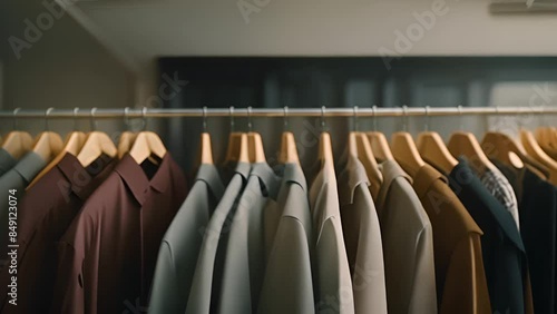 Wallpaper Mural Clothes Hanging On Wooden Hangers Generative AI Torontodigital.ca