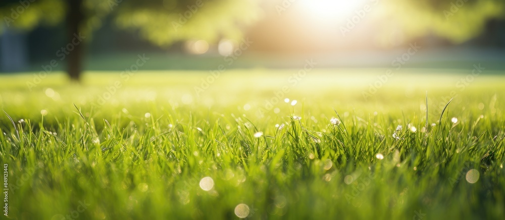 Green grass refreshment in morning sun light. Creative banner. Copyspace image Green grass refreshment in morning sun light. Creative banner. Copyspace image