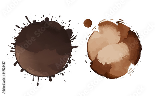 Splatter ink vector dirt stain brown brush. Paint inkblot black blob ink splatter grunge isolated background design.
