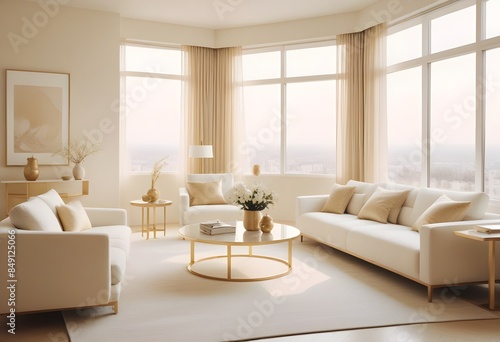 white and gold theme modern interior