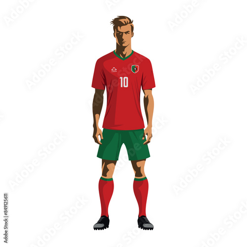 Soccer player in Portugal team uniform