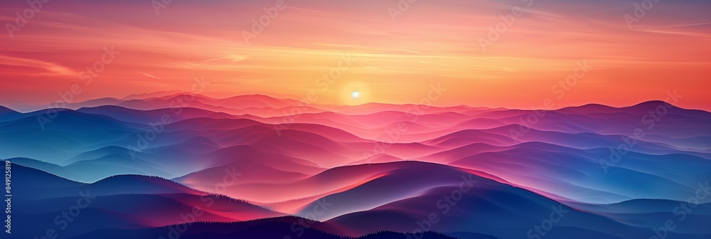 abstract background vector, sunrise in the distance, layered mountains, abstract background vector, sunrise in the distance, layered mountains,
