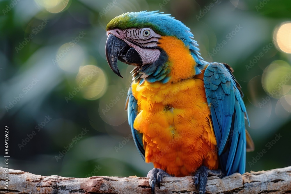 Obraz premium Baby Parrot: A colorful baby parrot, perched on a tropical tree branch. 
