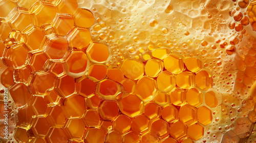 Close up of a honeycomb texture. Natural, organic healthy food