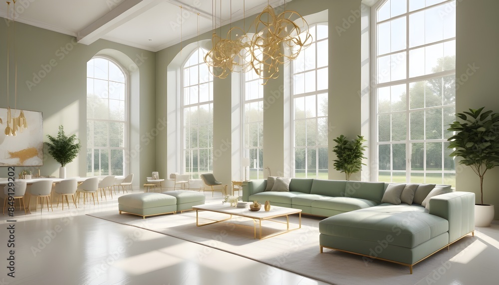 Fototapeta premium white and gold theme modern interior