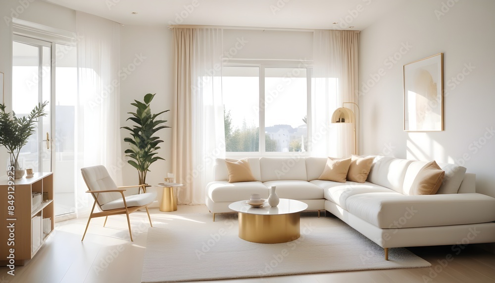 Fototapeta premium white and gold theme modern interior