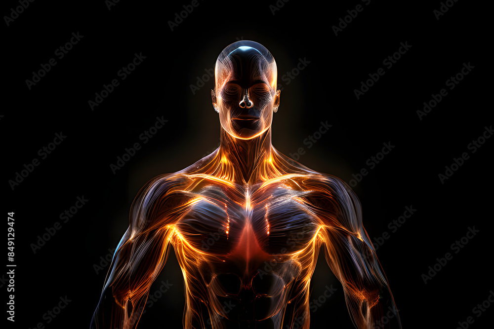 Virtual human body image simulated by digital technology with dynamic dimensions, graphic design ai generated. Virtual human body image simulated by digital technology with dynamic dimensions, graphic design ai generated.