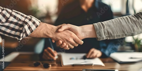 Wallpaper Mural Two professionals shaking hands in agreement after finalizing business plan. Concept Business Agreement, Handshake, Professional Partnership, Successful Negotiation, Finalized Deal Torontodigital.ca