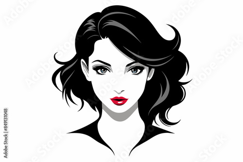 Vector of Beautiful Fashion Girl Face Logo Black Silhouette,woman, hair, face, beauty, vector, fashion, illustration, lady, glamour, lips, art, head, style, 