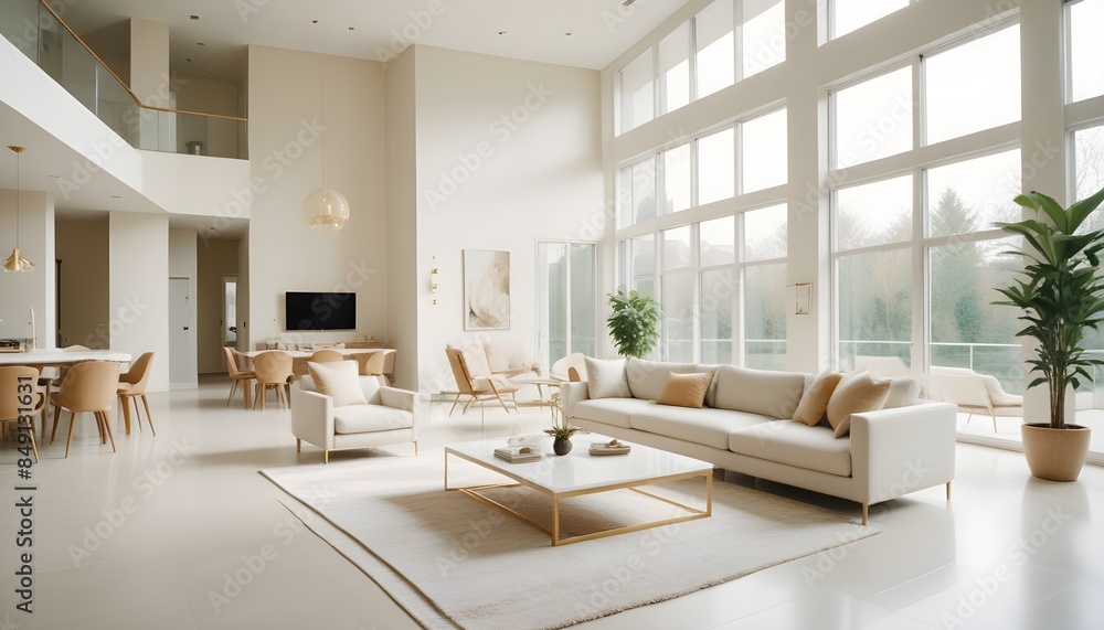 Fototapeta premium white and gold theme modern interior